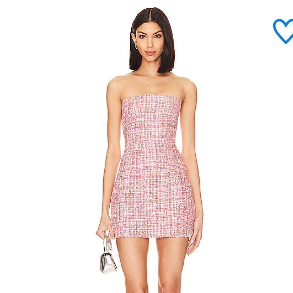 NWT Superdown nanea strapless dress mini tweed woven Revolve XXS - Picture 2 of 10